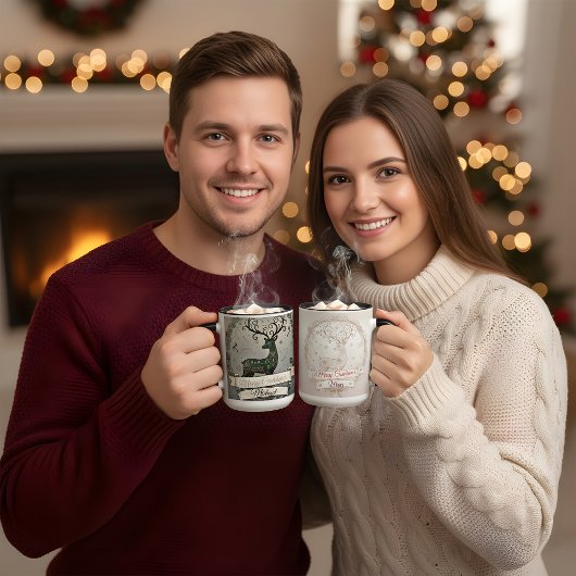 Wife Christmas Mug – Personalized Reindeer Zweifarbige Tasse