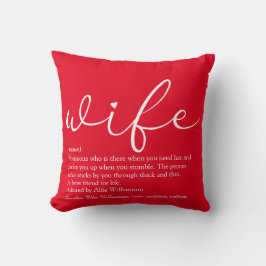 Wife Elegant Modern Chic Script Red Personalized Kissen