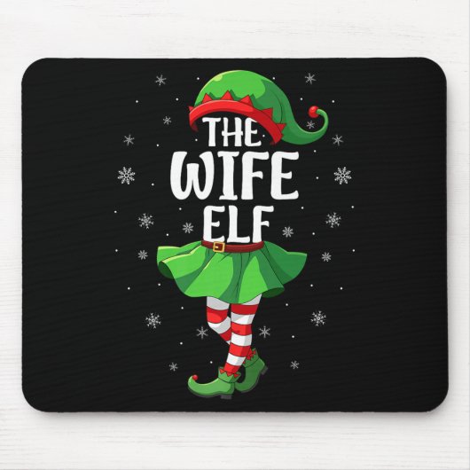Wife Elf Christmas Girls Women Elf Squad Xmas Fami Mousepad (Vorne)