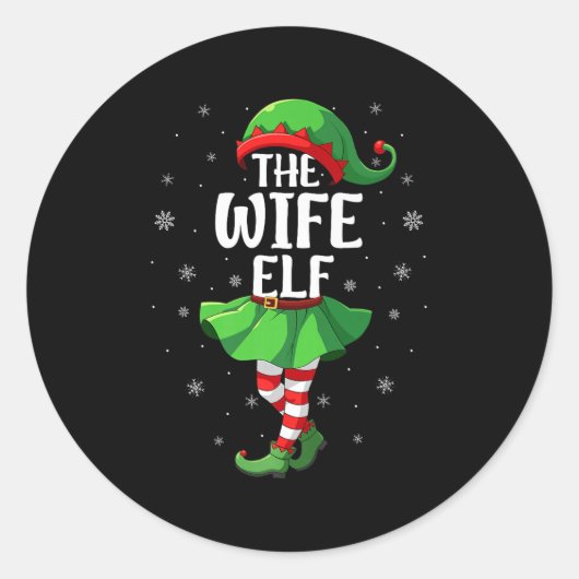 Wife Elf Christmas Girls Women Elf Squad Xmas Fami Runder Aufkleber (Vorderseite)