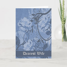 Wife - Final Good-bye/Farewell - Blue Tone Floral Karte