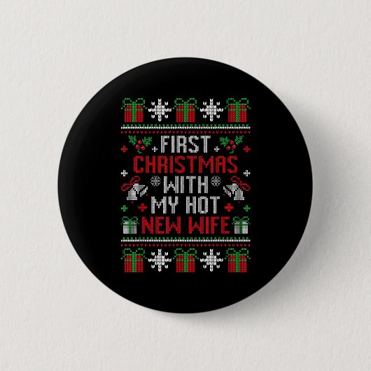 Wife Husband First Christmas Just Married Christma Button (Vorderseite)