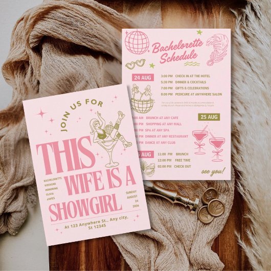 Wife is a showgirl bachelorette weekend itinerary  einladung