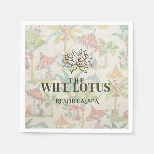 Wife Lotus Bachelorette Cocktail Napkin Design Serviette (Vorderseite)