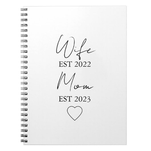 Wife & Mom Est. – Minimalist Valentine Gift Notizblock (Vorderseite)
