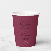 Wife & Mom Est. – Minimalist Valentine Gift Pappbecher (Rückseite)
