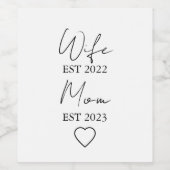 Wife & Mom Est. – Minimalist Valentine Gift Weinetikett (Einzelnes Label)