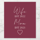 Wife & Mom Est. – Minimalist Valentine Gift Weinetikett (Einzelnes Label)