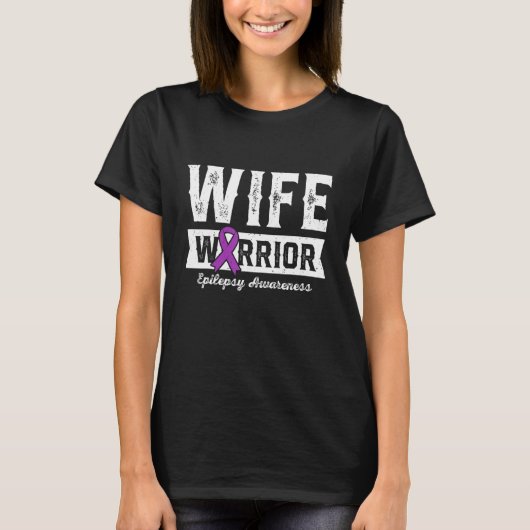 Wife of a Warrior Epilepsy Wife Purple Ribbon Supp T-Shirt (Vorderseite)
