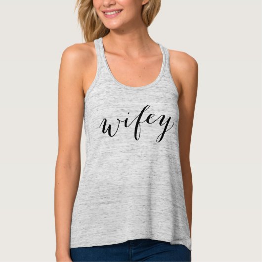 Wifey Black Modern Script Gray Womens Tank Top (Vorderseite)