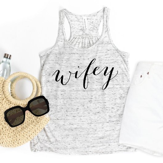 Wifey Black Modern Script Gray Womens Tank Top