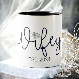 Wifey Black Script Diamant benutzerdefiniertes Jah Zweifarbige Tasse