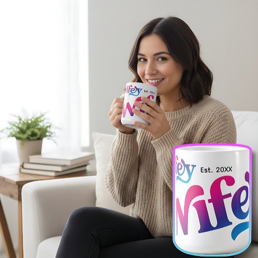 Wifey Couple Wedding Anniversary Custom Color Kaffeetasse