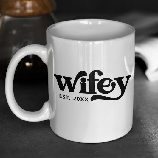 Wifey Couple Wedding Anniversary Custom Retro Kaffeetasse