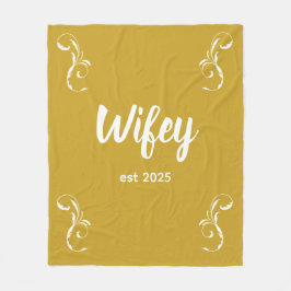 Wifey Custom Gold Bride, Fiance Gift Fleecedecke