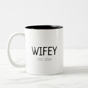 Wifey Ehefrau individuelle Name oder Datum Zweifarbige Tasse