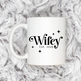 Wifey Est Jahr jedes farbenfrohe Retro-Schriftart Kaffeetasse