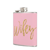 Wifey Flask mit Goldenen Foil-Script und Rosa Flachmann (Links)