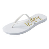 Wifey Flip Flops mit Gold Foil Typografie Badesandalen (Schrägansicht)