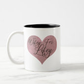 Wifey for Lifey Quote Rose Gold Glitzer Herz Zweifarbige Tasse (Links)