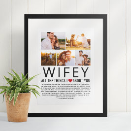 Wifey Foto Collage Dinge, die wir Liebe über Sie L Poster