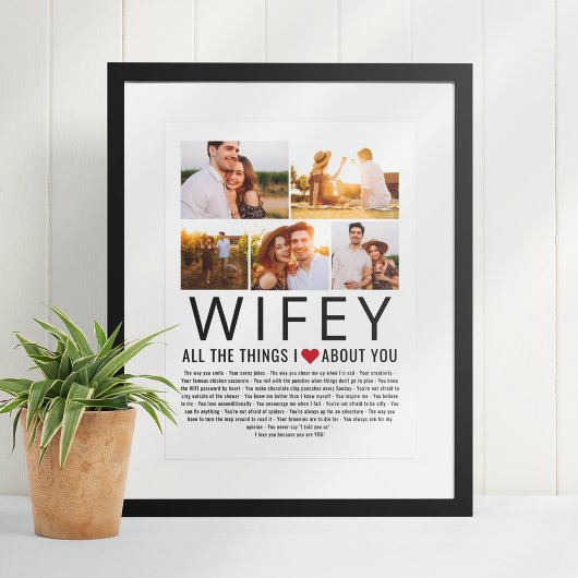 Wifey Foto Collage Dinge, die wir Liebe über Sie L Poster