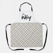 Wifey Funny Bride Typografie Neutral Kariert Schürze (Vorderseite)