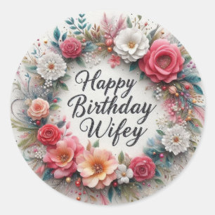Wifey-Geburtstagsaufkleber Runder Aufkleber