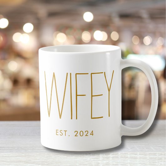 Wifey Gold Script Custom Wedding Anniversary Kaffeetasse