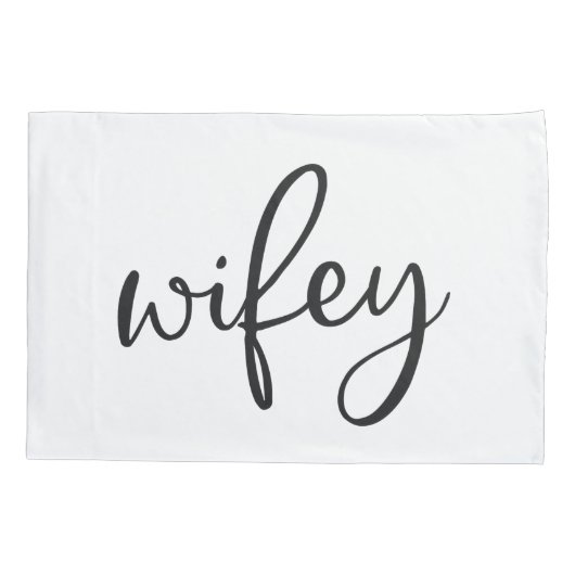 Wifey-Grafik-Schwarzweiß-Typografie Kissenbezug (Rückseite)
