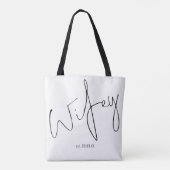 Wifey Handwriting Script-Hochzeitdatum Tasche (Rückseite)