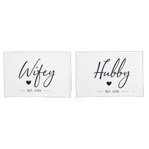 Wifey Hubby Couple Hochzeitstag Romantik Kissenbezug
