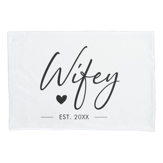 Wifey Hubby Couple Hochzeitstag Romantik Kissenbezug (Vorderseite-Links)
