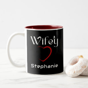 Wifey Hubby Couple Wedding Anniversary-Geschenk Zweifarbige Tasse