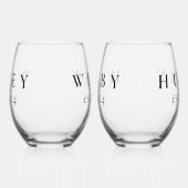 Wifey Hubby Newlywed Weinglas Ohne Stiel (Links)