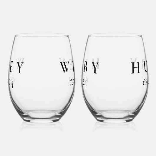 Wifey Hubby Newlywed Weinglas Ohne Stiel (Links)