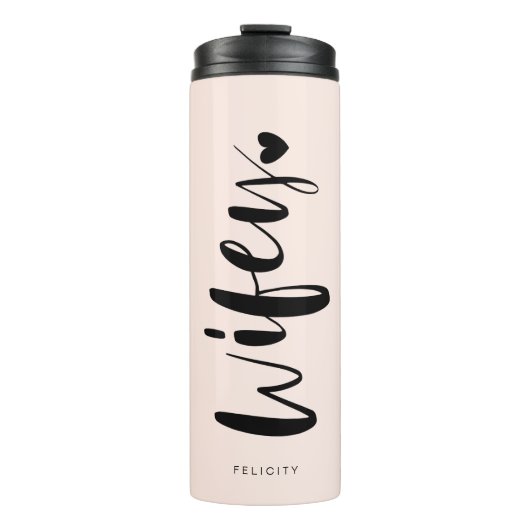 Wifey Liebe Stilvolle Schwarze Pinselschrift Typog Thermosbecher (Vorderseite)