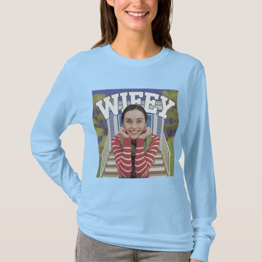 Wifey Light Blue Long Sleeve T - Shirt (Vorderseite)
