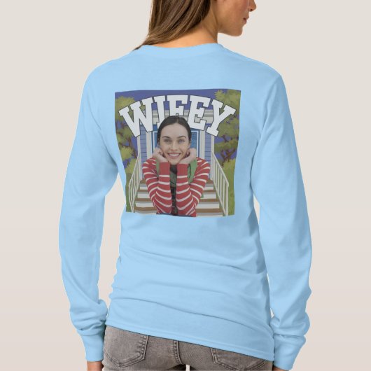 Wifey Light Blue Long Sleeve T - Shirt (Rückseite)