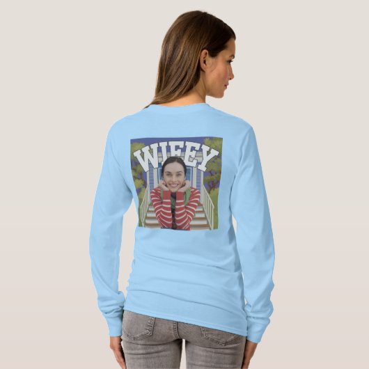 Wifey Light Blue Long Sleeve T - Shirt (Schwarz voll)