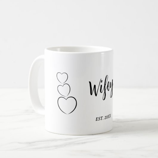 "Wifey". Minimalistisch Kaffeetasse (Vorderseite Links)