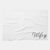 Wifey Modern Black Script White Frauen Geschirrtuch (Horizontal)