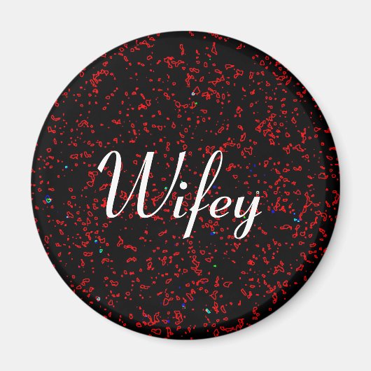 Wifey Modern Fraktal Art Black Red Stilvoll Cool Magnet (Vorne)