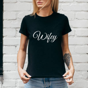 Wifey Modern Honeymoon White Script Black Women's T-Shirt