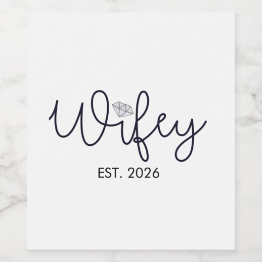 Wifey Modern mit Diamond Accent EST Year Weinetikett (Einzelnes Label)