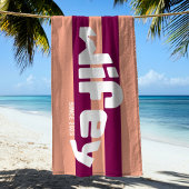 Wifey New Bride Coral Pink Stripe Beach Handtuch