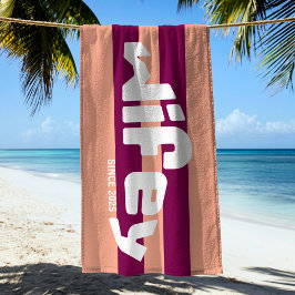 Wifey New Bride Coral Pink Stripe Beach Handtuch