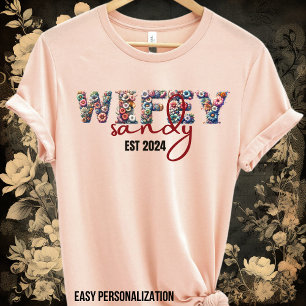Wifey-Personalisierte Wifey-Floral Pastel Alphabet T-Shirt