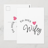Wifey red heart est. Year future wife valentine's Postkarte (Vorne/Hinten)