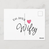 Wifey red heart est. Year future wife valentine's Postkarte (Rückseite)